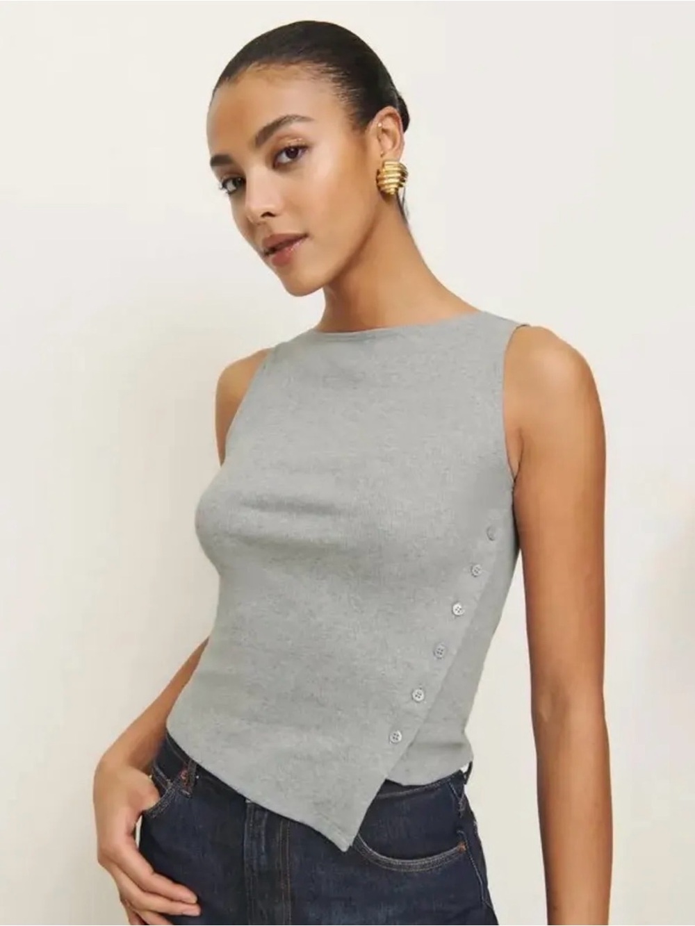 Reformation Gray Hudson Knit Top